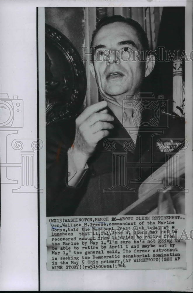 1964 Press Photo Gen. Wallace Greene talking at a National Press Club luncheon - Historic Images
