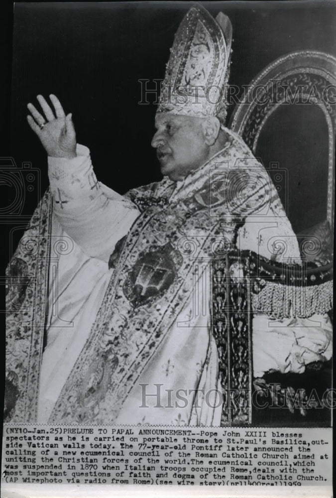 1959 Press Photo Pope John XXIII - Historic Images