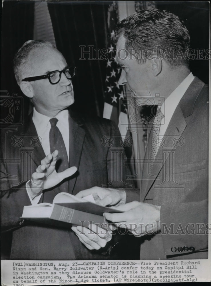 1960 Press Photo Vice President Richard Nixon and Sen. Barry Goldwater - Historic Images