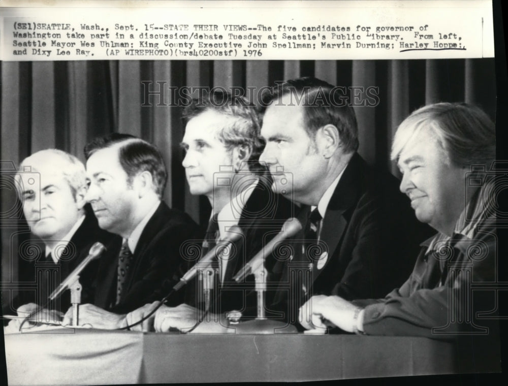 1976 Press Photo Harley Hoppe with the four other candidates for governor - Historic Images