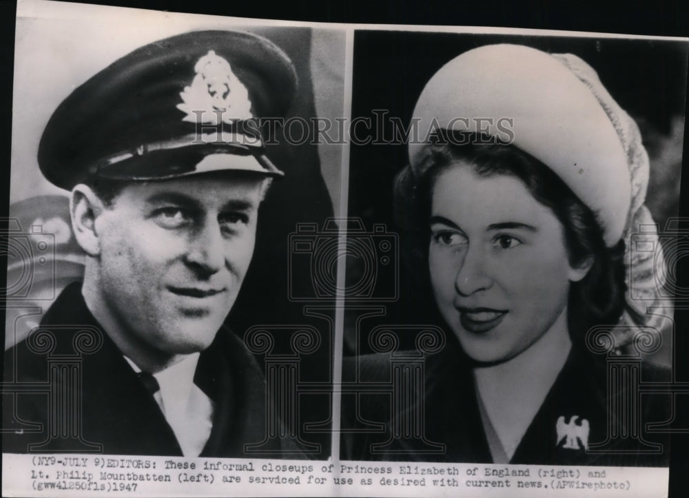 1947 Wire Photo Princess Elizabeth and Lt. Philip Mountbatten - spw03256-Historic Images