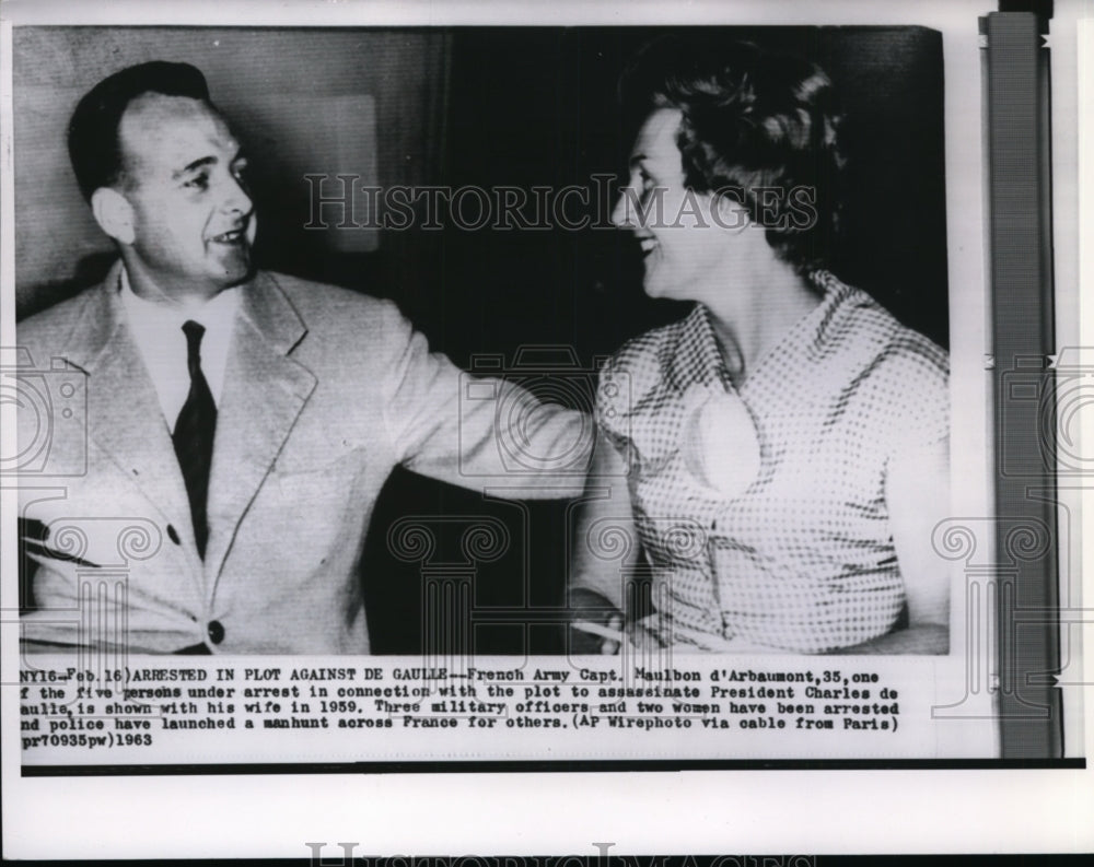 1963 Wire Photo Charles de Gaulle with his wife - spw03346-Historic Images