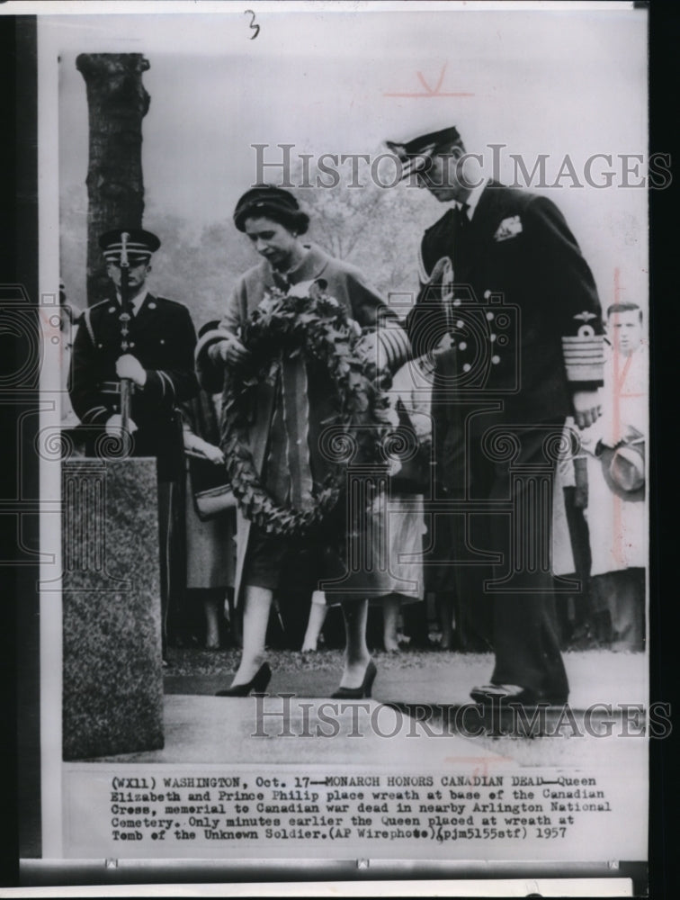 1957 Press Photo Queen Elizabeth and Prince Philip - Historic Images