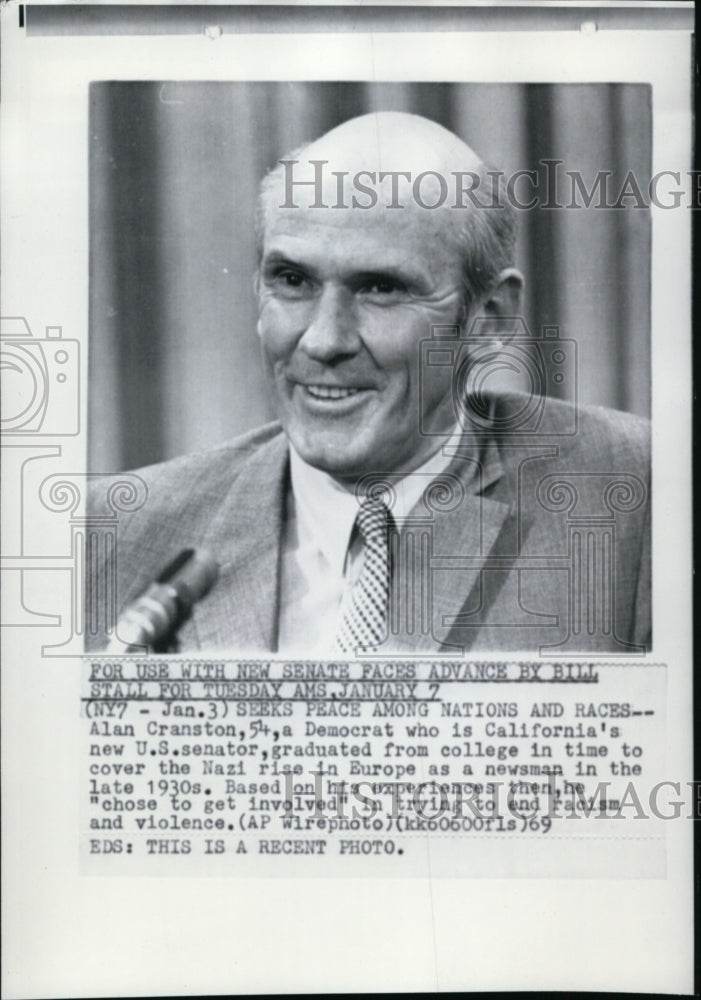 1969 Wire Photo Senator Alan Cranston of California - spw03810-Historic Images