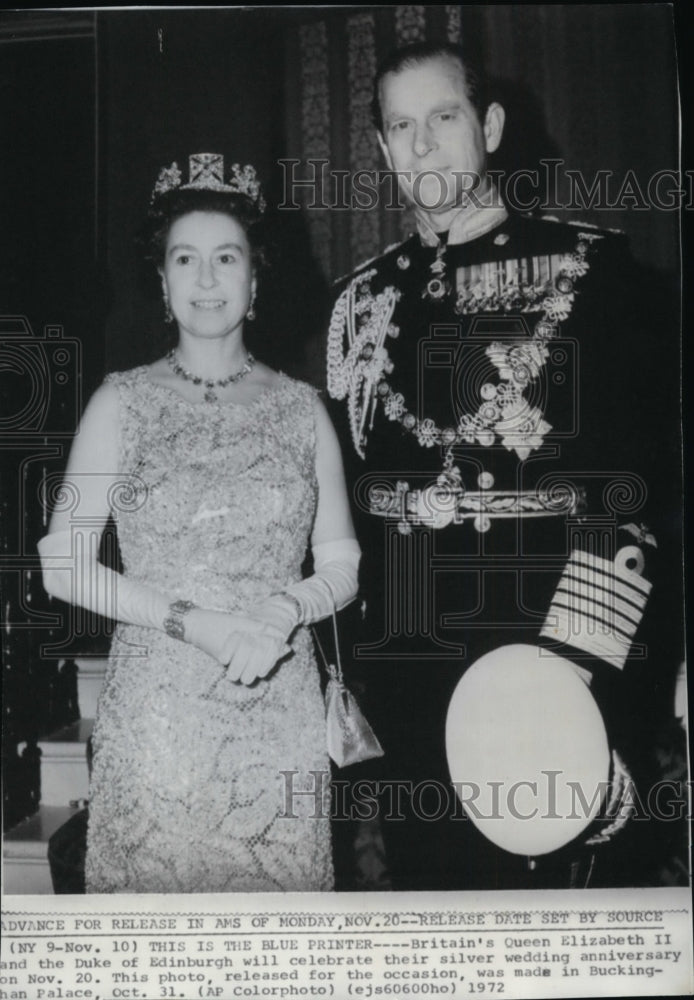 1972 Press Photo Duke of Edinburgh and Queen Elizabeth II-silver anniversary - Historic Images