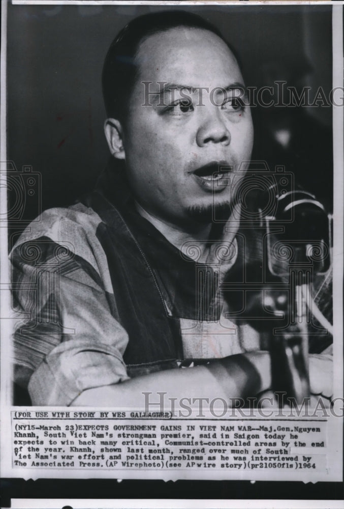 1964 Press Photo Maj. Gen. Nguyen Khanh of S. Vietnam - Historic Images