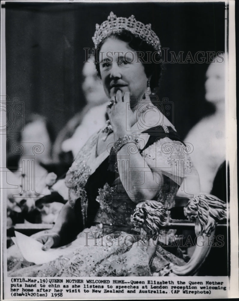 1958 Wire Photo Queen Elizabeth, the Queen Mother - spw04099-Historic Images