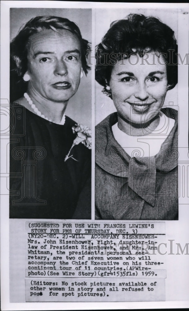 1959 Press Photo Mrs/ John Eisenhower & Ann Whitman, President's Secretary. - Historic Images