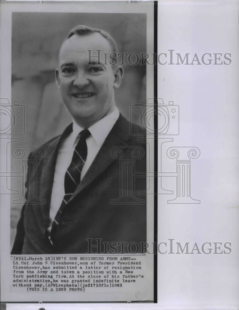 1963 Press Photo Lt. Col. John S. Eisenhower, son of former President Eisenhower - Historic Images