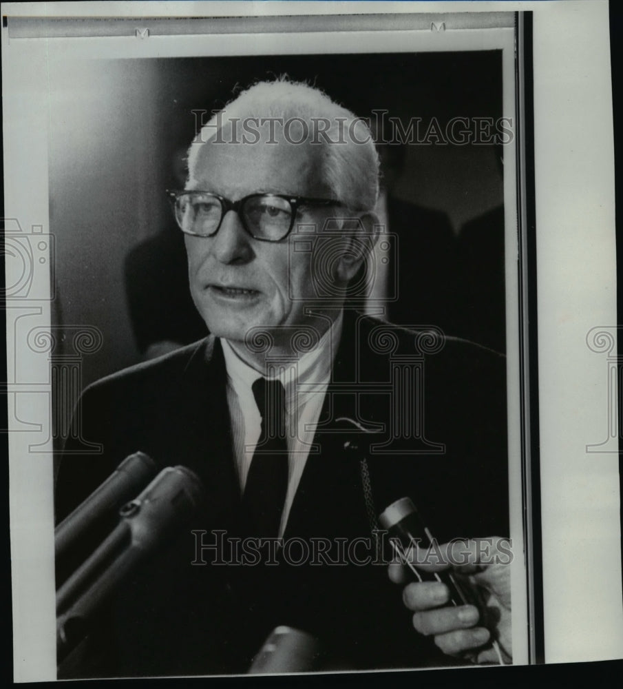 1967 Senator Thomas J. Dodd of Connecticut, answering questions - Historic Images