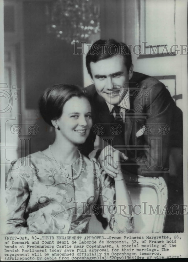 1966 Press Photo Crown Princess Margrethe of Denmark to wed French Count - Historic Images