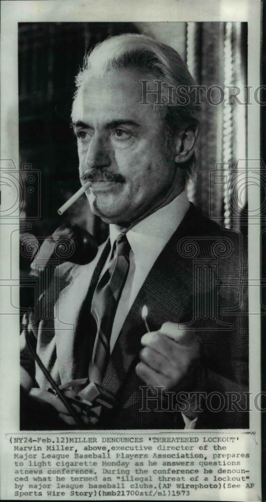 1973 Wire Photo Marvin Miller of the Major League Baseball Players Association - Historic Images