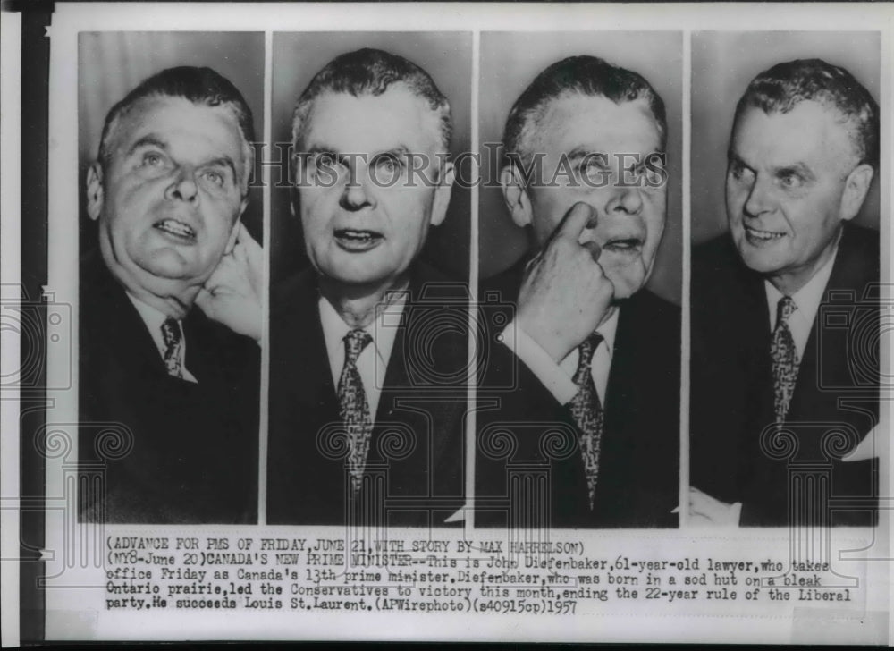 1957 Press Photo Lawyer John Diefenbaker, Canada&#39;s 13th Prime minister. - Historic Images