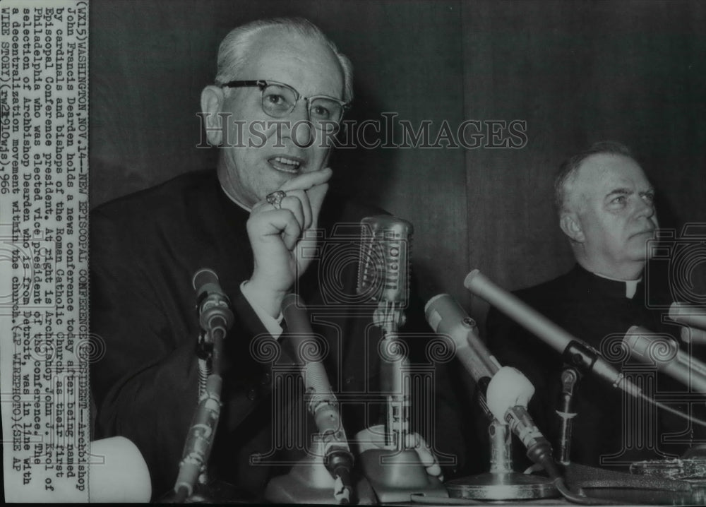 1966 Press Photo Archbishop John Francis Dearden talking at news conference. - Historic Images