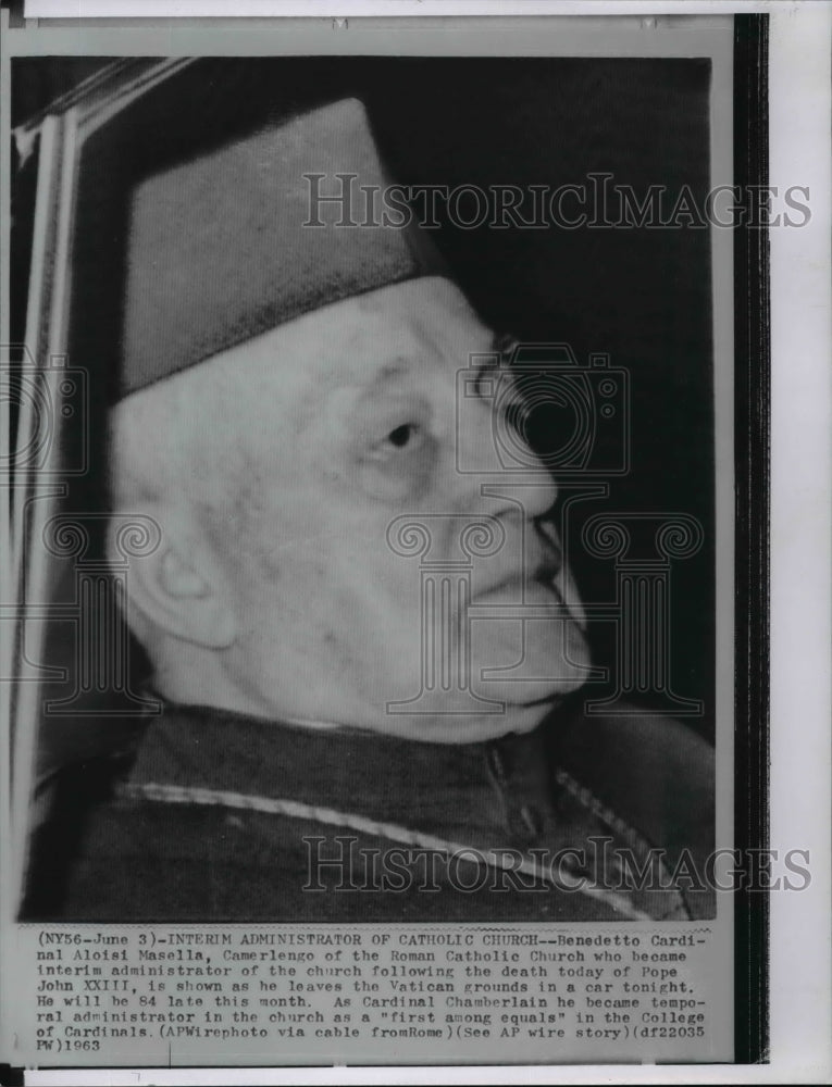 1963 Press Photo Benedetto Cardinal Aloisi Masella appears after Pope&#39;s death - Historic Images