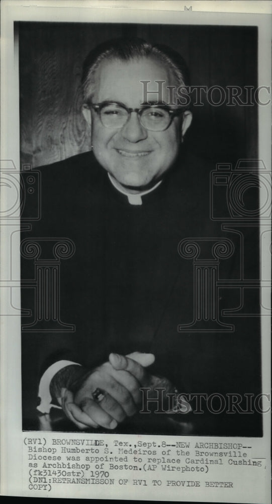 1970 Press Photo New Archbishop to Boston, Bishop Humberto S. Medeiros - Historic Images