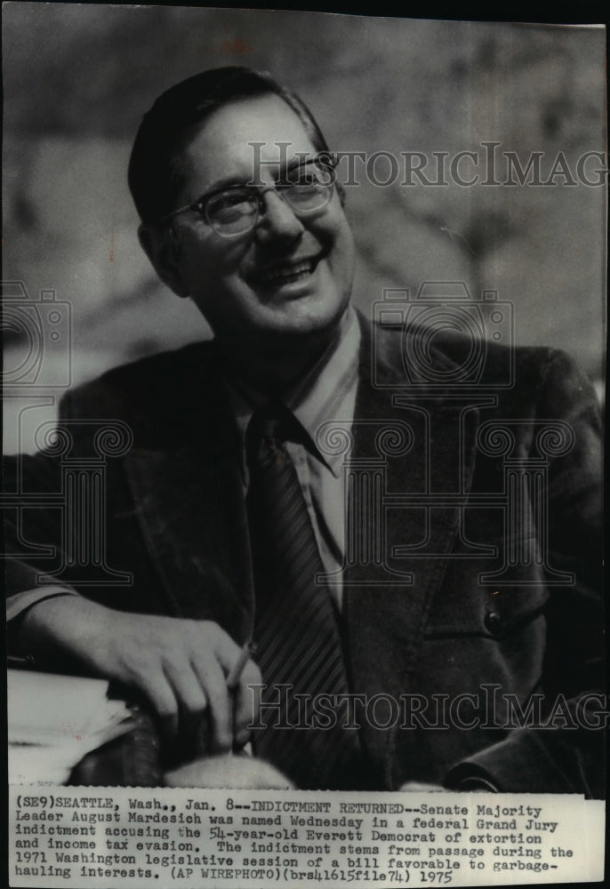 1975 Press Photo Senate Majority Leader August Mardesich in Seattle, Washington- Historic Images