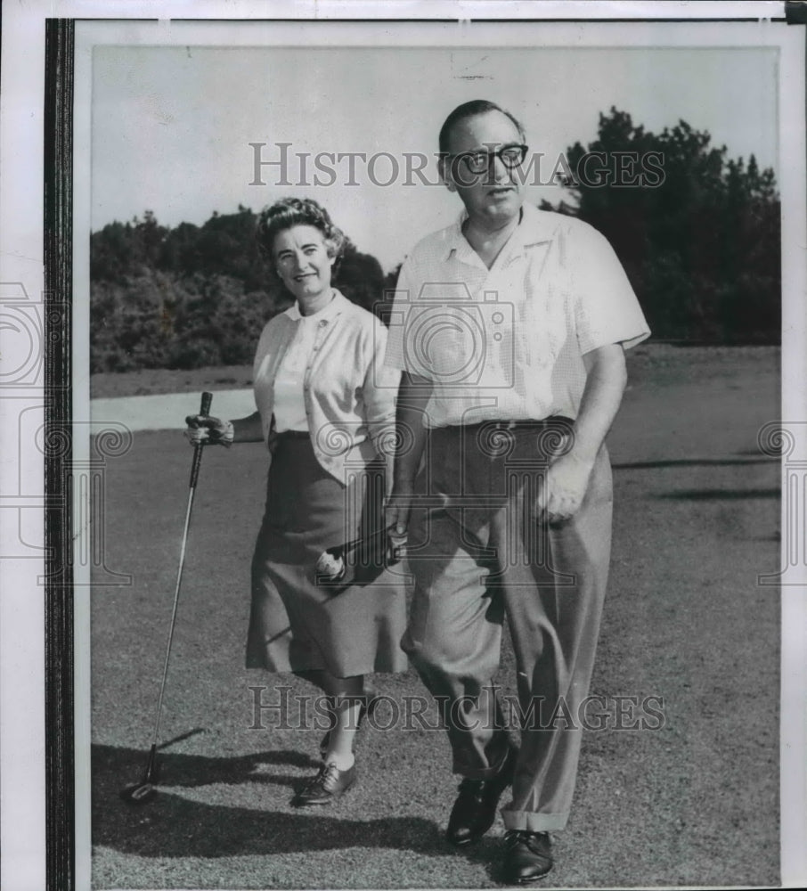 1962 Wire Photo California&#39;s Gov. and Mrs. Edmund Brown relax on Golf Course.-Historic Images