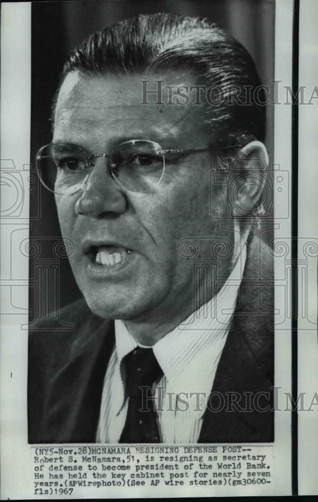 1967 Press Photo Secretary of Defense Robert S. McNamara - Historic Images