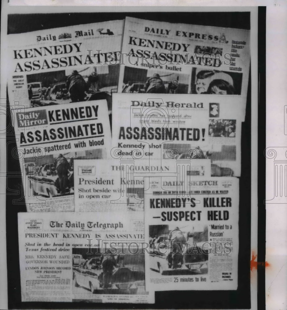 1963 Press Photo British Newspapers in London show Pres. Kennedy&#39;s assassination - Historic Images