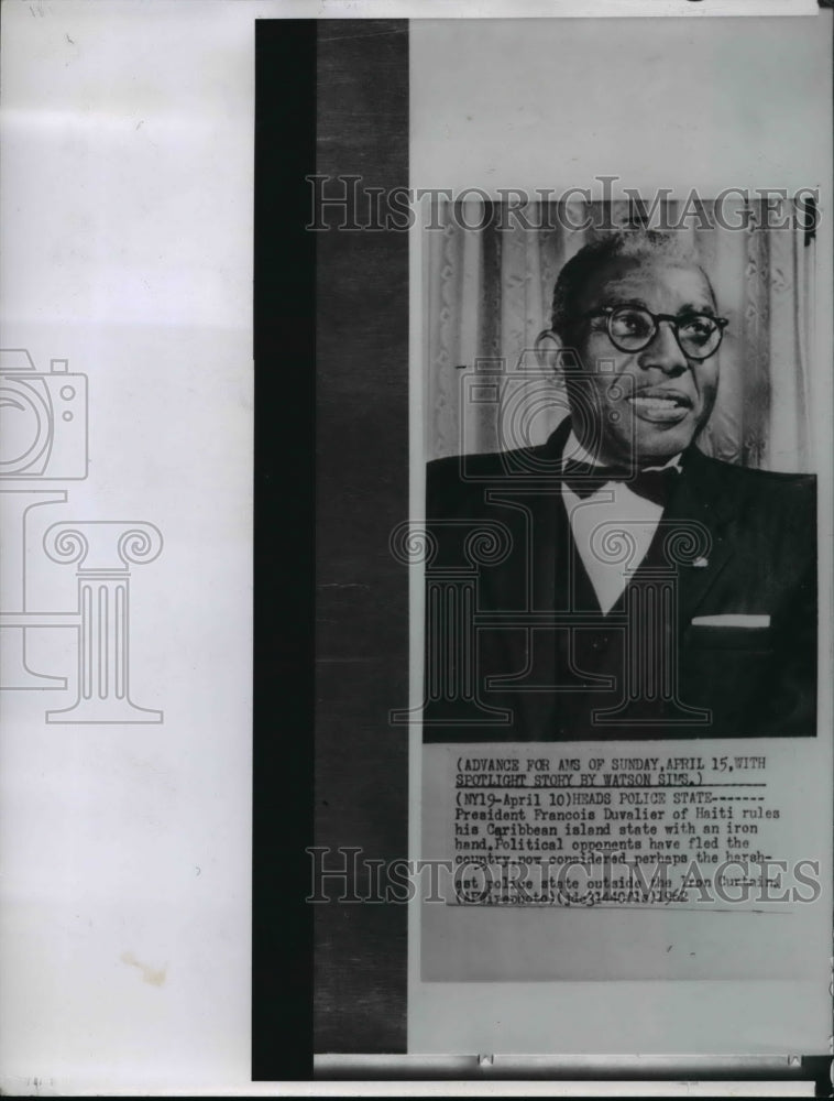 1962 Press Photo President Francois Duvalier of Haiti - Historic Images