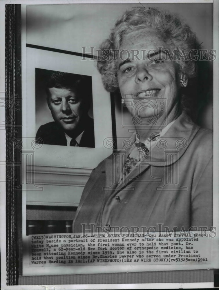 1961 Press Photo Dr. Janet Travell House Physician,for President Kennedy. - Historic Images