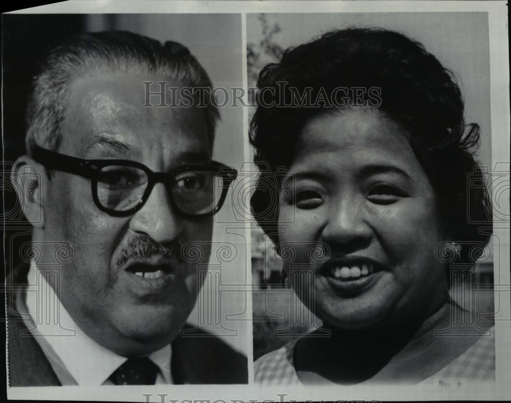 1967 Press Photo Solicitor General Thurgood Marshall and Mrs. Marshall - Historic Images