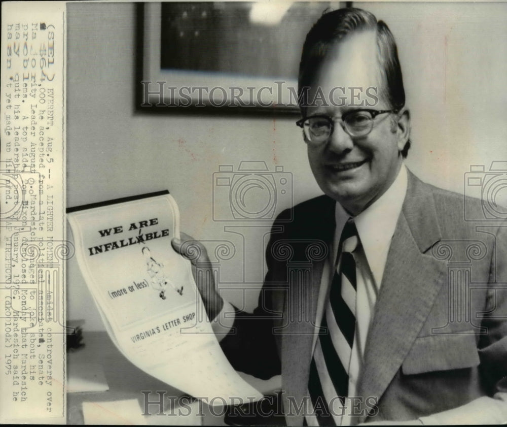 1975 Press Photo Senate Majority Leader August Mardesich - Historic Images