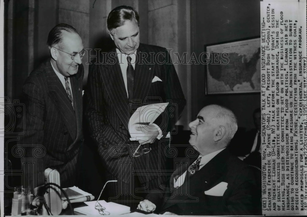 1955 Senators Frederick Payne, Prescott Bush and Herbert Lehman - Historic Images