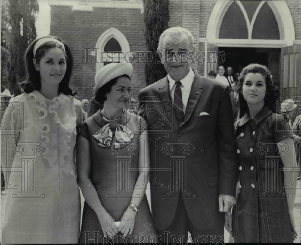 1968 Former President Lyndon B Johnson with his family at church-Historic Images