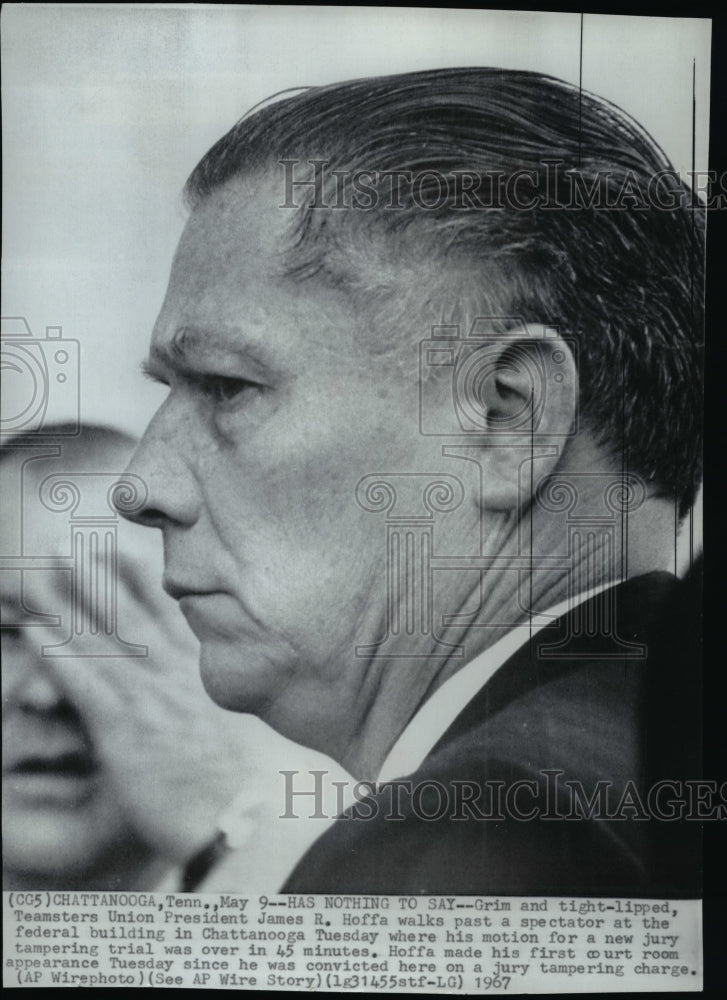 1967 Press Photo Teamsters Union President James R. Hoffa during trial. - Historic Images