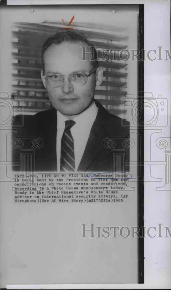 1965 Press Photo McGeorge Bundy, Adviser on international security affairs - Historic Images