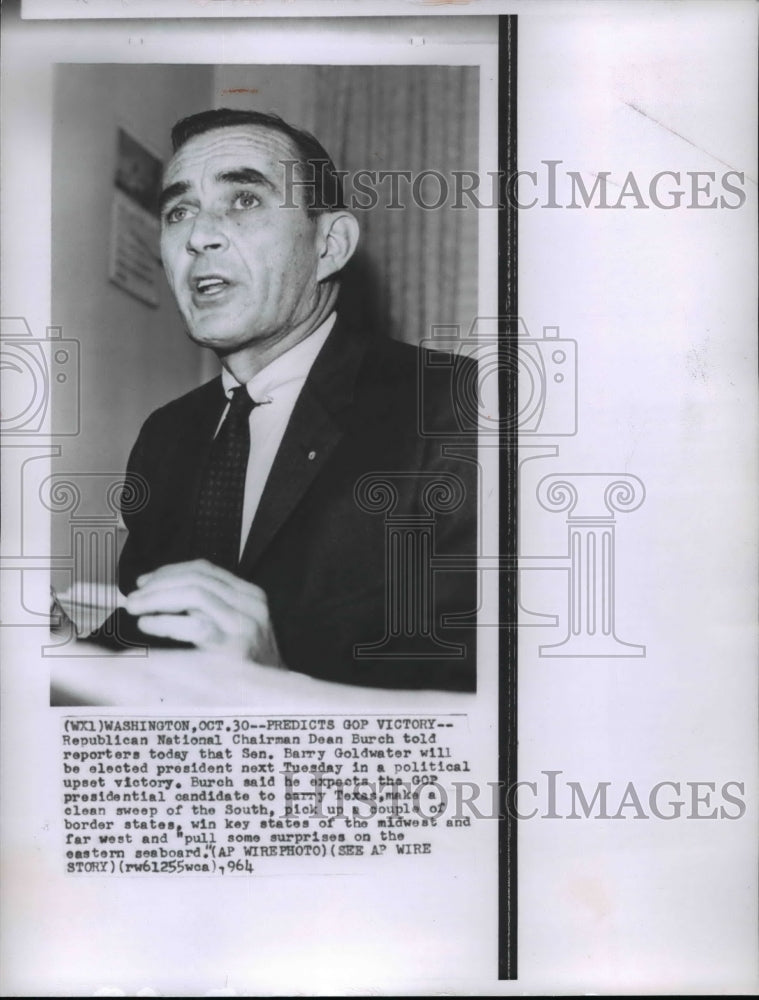 1964 Dean Burch, Republican National Chairman speaks with reporters - Historic Images