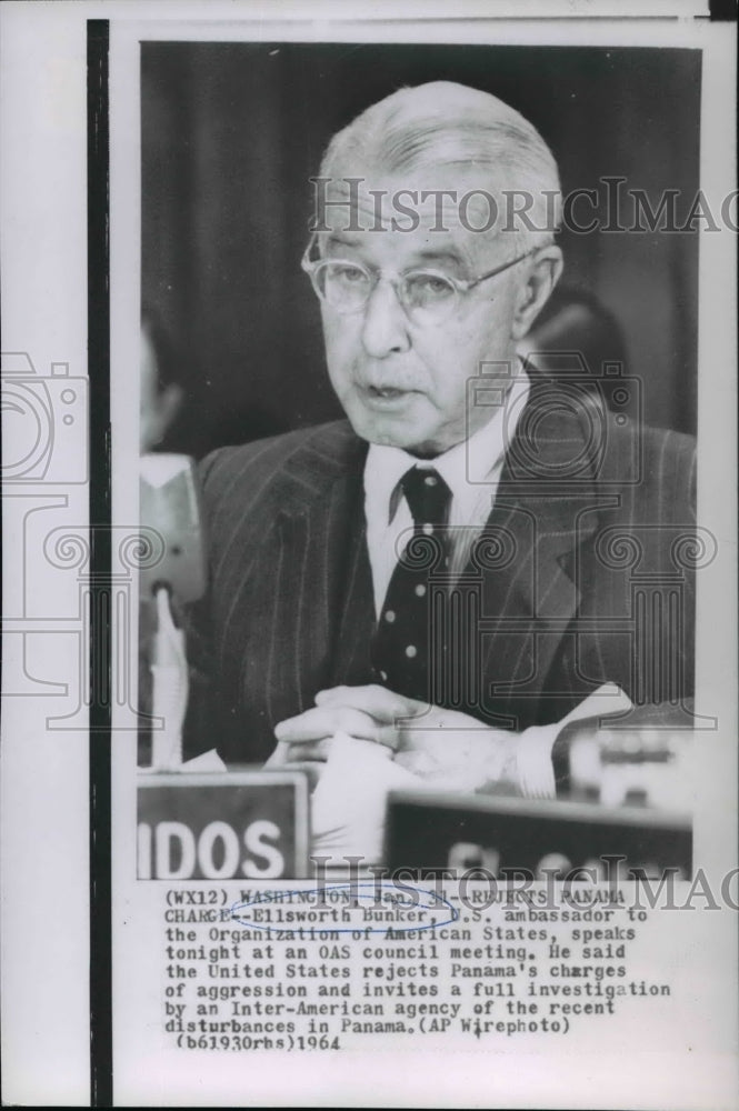 1964 Ambassador of Organization of American states at OAS meeting.-Historic Images