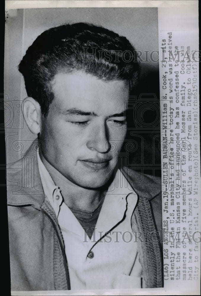 1951 Press Photo William E. Cook confesses to murder in US Marshall&#39;s office - Historic Images