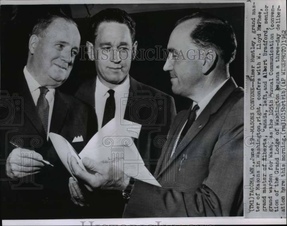 1962 Press Photo Grand Master of Masons Elmer Huntley at convention - Historic Images