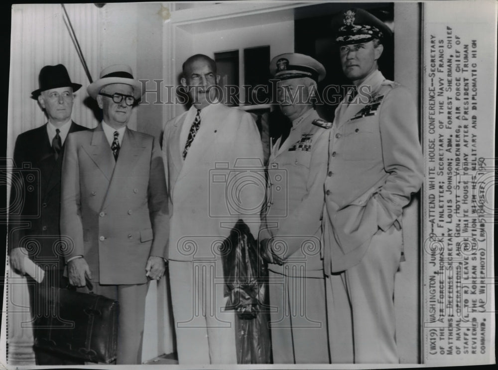 1950 Sec. of AF T. Finletter and others posing at the White House - Historic Images