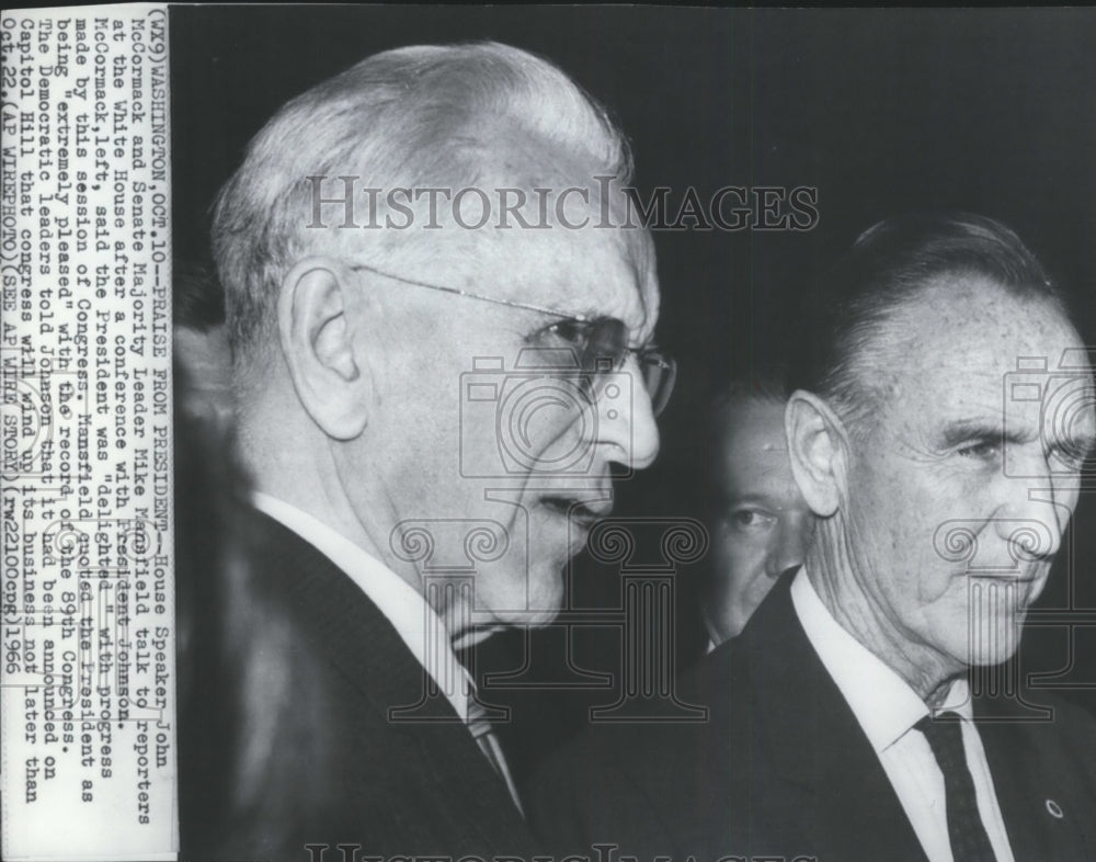 1966 Press Photo House Speaker John McCormack &amp; Senate Maj leader Mike Mansfield - Historic Images