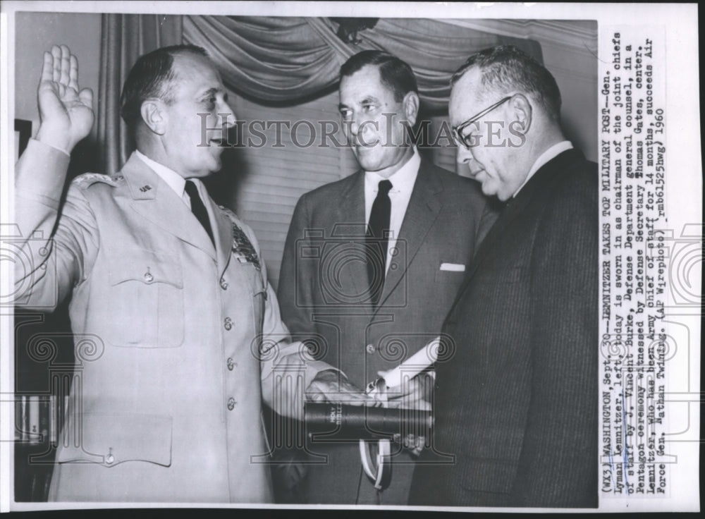 1960 Press Photo Gen. Lyman Lemnitzer, chairman of the joint chief of staff - Historic Images