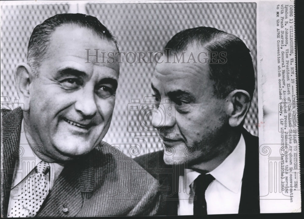 1960 Sen. Lyndon B. Johnson chats with Frank Starzel of AP - Historic Images