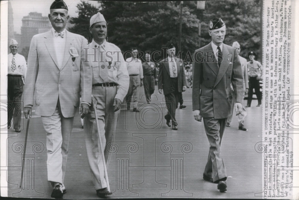 1949 Press Photo Defense Secretary Louis Johnson walks in American Legion parade - Historic Images