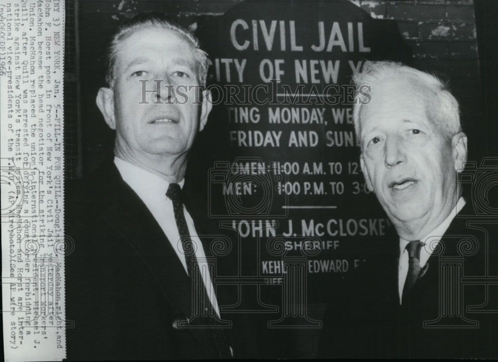 1966 Press Photo Douglas L. MacMahon and John F. Horst in front of Civil Jail - Historic Images