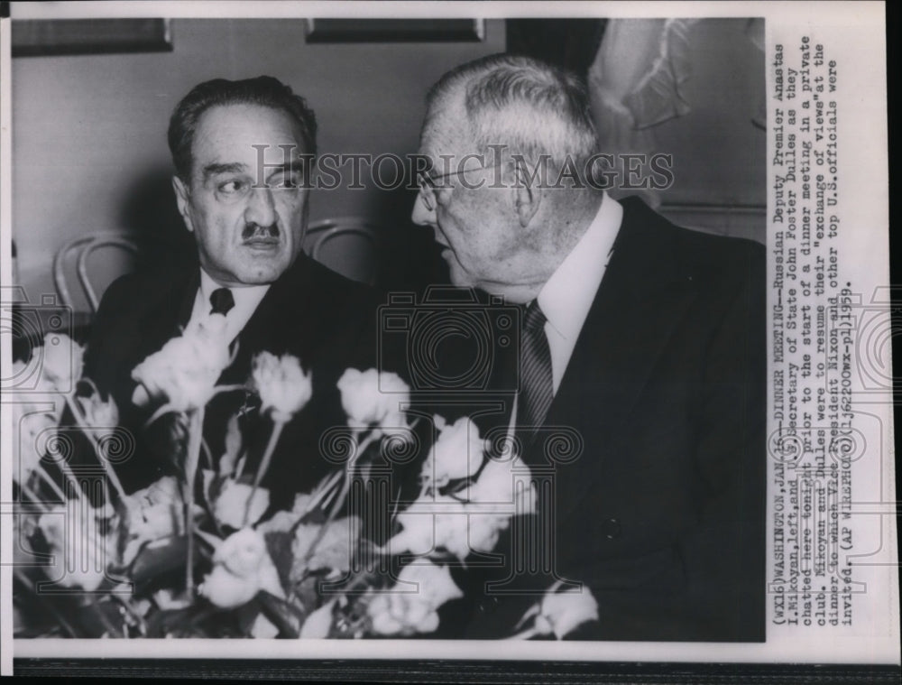 1959 Russian Premier Anastas Mikoyan with John Foster Dulles - Historic Images