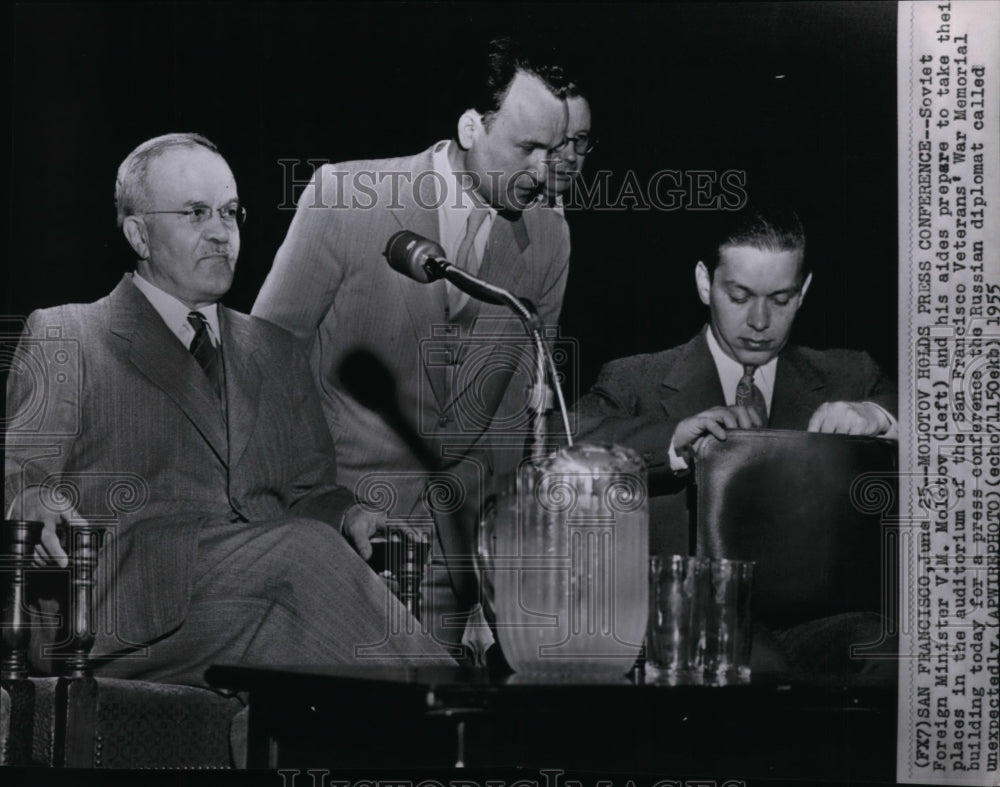 1955 Press Photo Soviet Foreign Minister V.M. Molotov in San Francisco - Historic Images