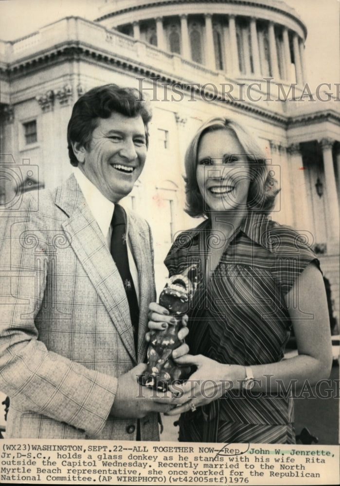 1976 Rep. John Jenrette, Jr and Wife Rita outside the Capitol - Historic Images