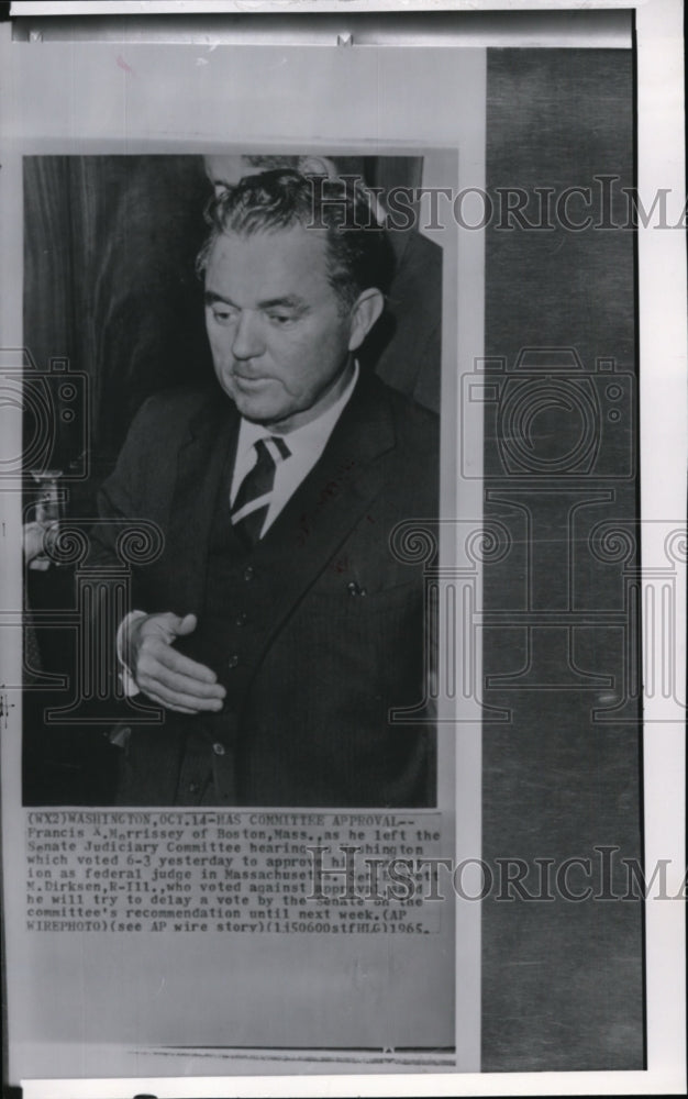 1965 Press Photo Francis A. Morrissey leaves Senate Judiciary Committee-Historic Images