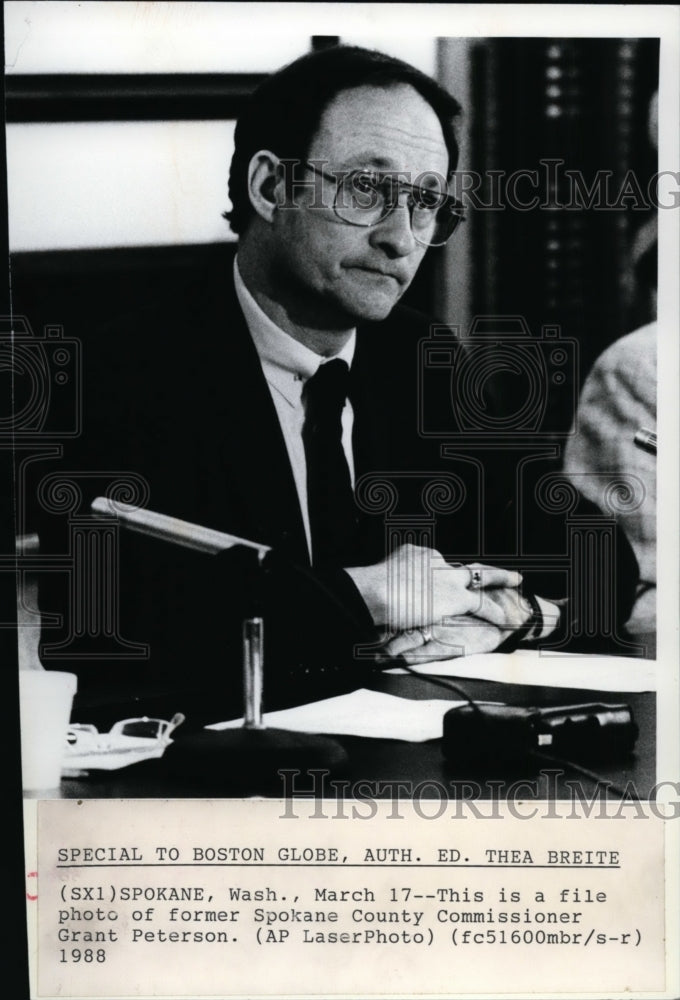 1988 Press Photo Former Spokane County Commissioner Grant Peterson - Historic Images