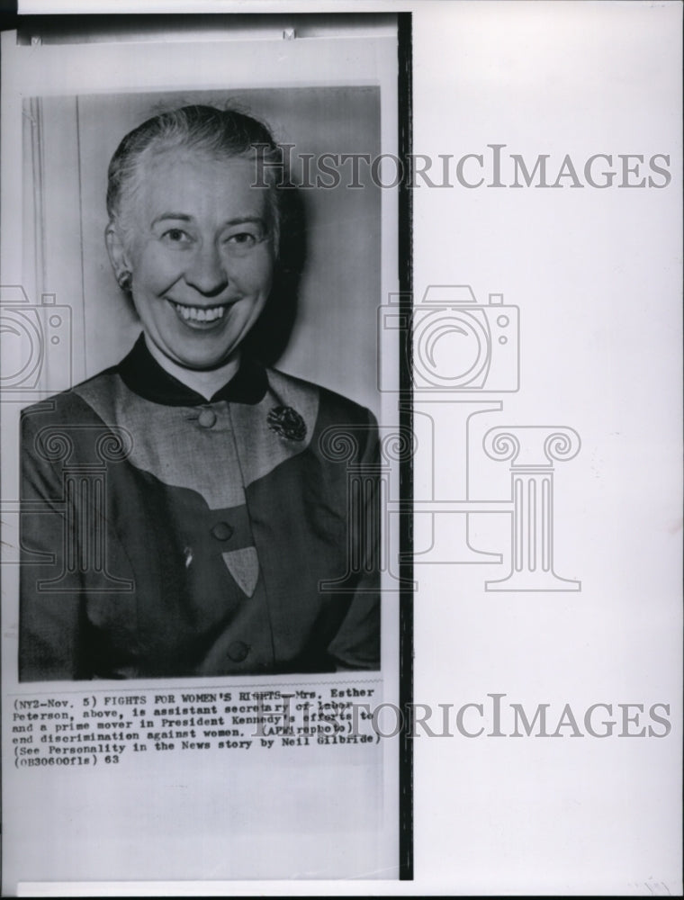 1963 Assistant secretary of labor Mrs. Esther Peterson - Historic Images