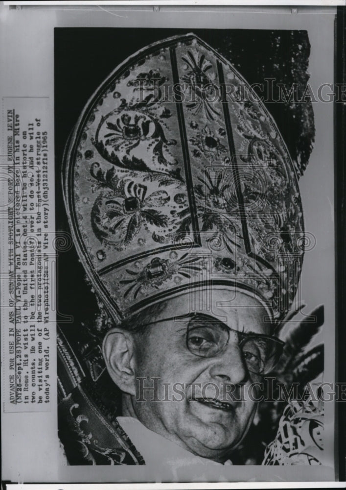 1965 Pope Paul VI in his Mitre in Rome-Historic Images