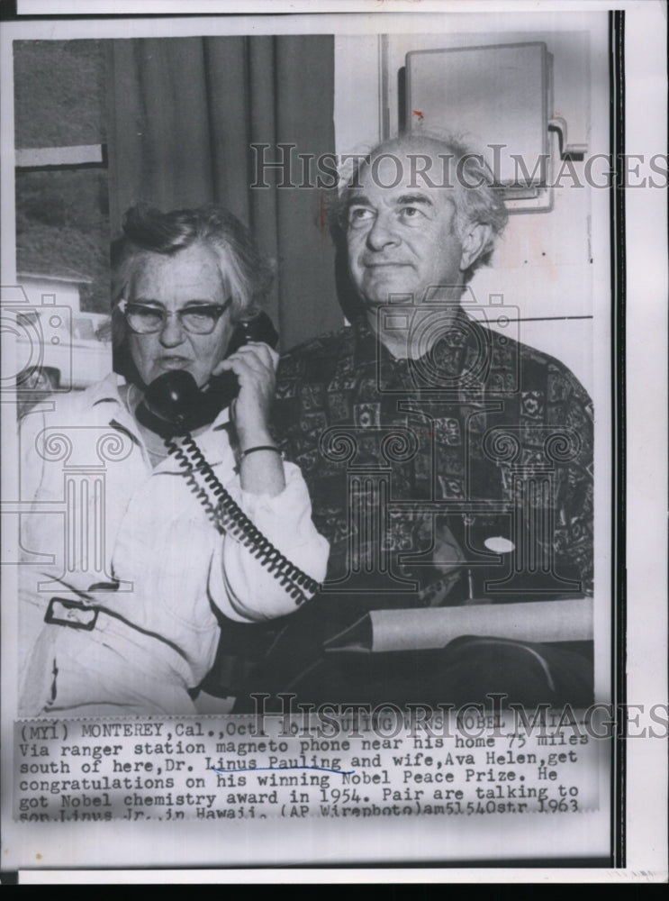 1963 Dr. Linus Pauling and Wife, Ava Helen after winning Nobel Prize - Historic Images